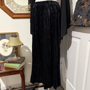 VTG 90s Clio Black Crushed Velvet Pleated Gothic Witchy Maxi Skirt L